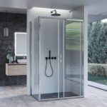 Cabina Doccia con porta scorrevole e anta fissa in diverse dimensioni vetro traparente 6mm con trattamento anticalcare B77