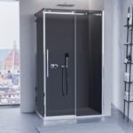 Corner shower enclosure smoked crystal 8mm with anti-scale treatment sliding door in different sizes B73