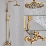 Shower column in bronzed brass with shower head and side shower MD012