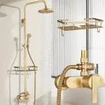 Colonna doccia con finitura bronzata e soffione e doccino laterale in ottone MD012