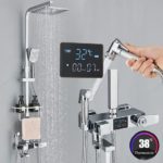 Colonna per doccia cromata con miscelatore termostatico deviatore a 4 vie MD011