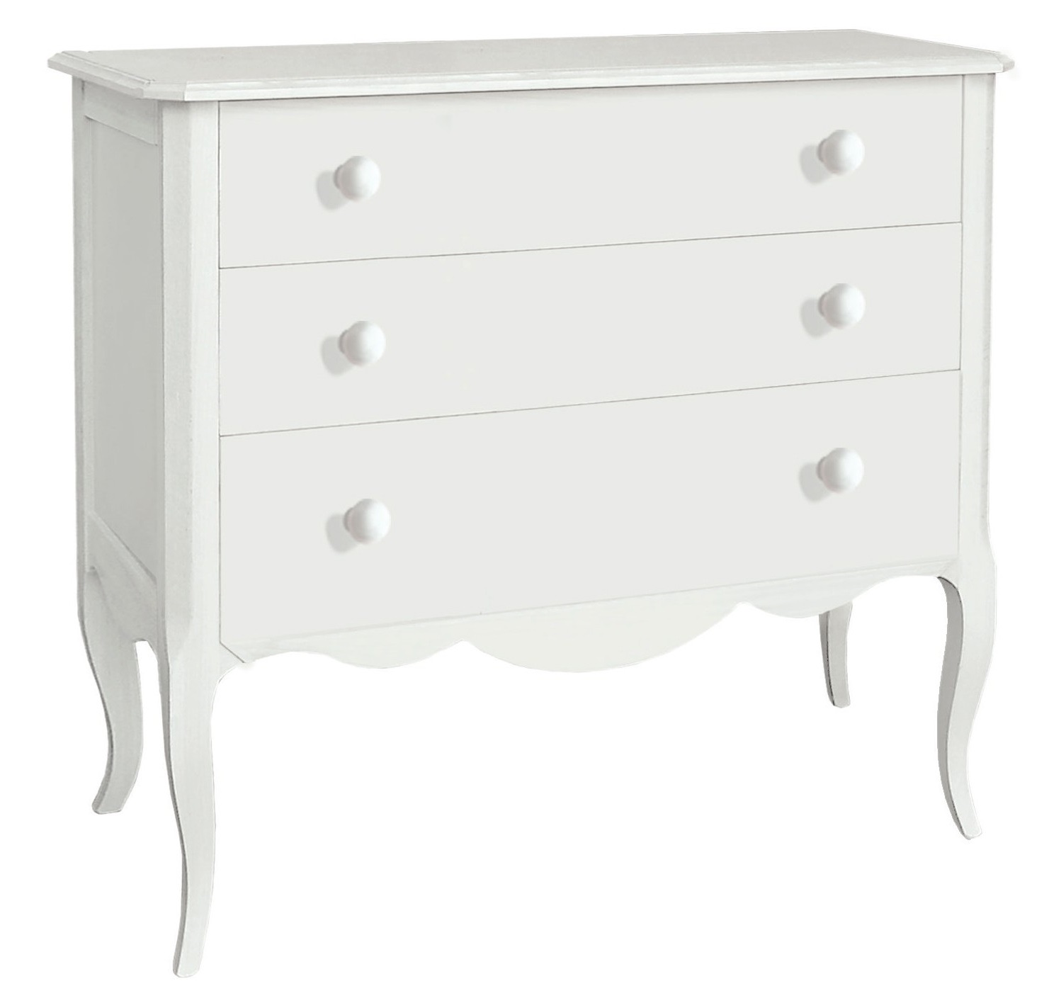 Furniture model Wanda Nightstand 3 drawers classic style matt white color 2 versions