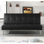 3-seater 170x96 cm black faux leather reclining sofa bed with anti-tilt system GABRIEL
