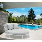 Divano letto per esterno modello "Maldive" da 183x180 cm con tessuto grigio idrorepellente