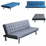 Divano letto reclinabile modello "Perry" da 178x92 cm disponibile grigio scuro o blu con rivestimento in tessuto