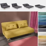 Divano letto modello "Tilly2" reclinabile misura 133x190 cm da 2 posti in 10 colorazioni piedi in legno