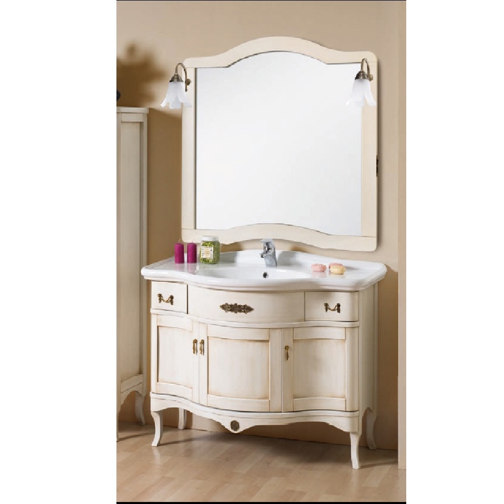 donatello-decape-bianco-arte-povera-mobile-bagno Arredobagno mobile Donatello 110 cm anticato decapè con top in marmo in 3 colori