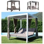 Gazebo con doppio lettino reclinabile dimensione 212x149 cm struttura disonibile  bianca o antracite GZB012