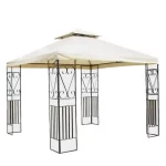 Gazebo quadrato misura 300x300 cm con telo avorio e struttura realizzata in metallo antracite GZB013