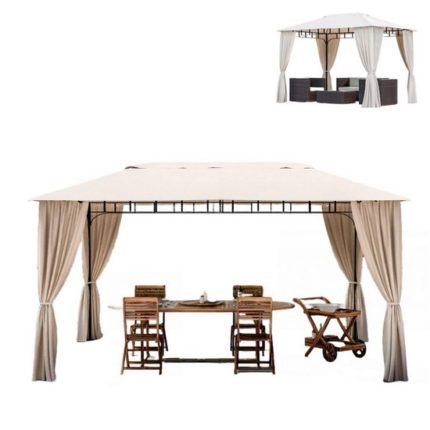 Pergola En Bois Massif Imprégné 300x300 Cm - Couverture Amovible, Couleur Vert Clair - Neuf, à Monter Soi-même - Fabriqué En Italie