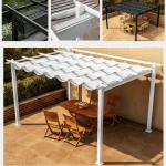 Gazebo realizzato in alluminio da 3x3m o 3x4m o 4x4m disponibile in 2 finiture con tetto scorrevole GZB025