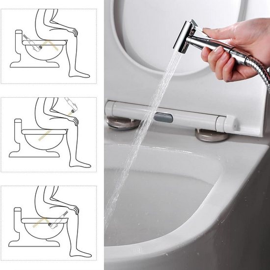 Doccetta ad incasso cromato per WC-Bidet con Supporto, Flessibile Acqua  Calda e Fredda RB169