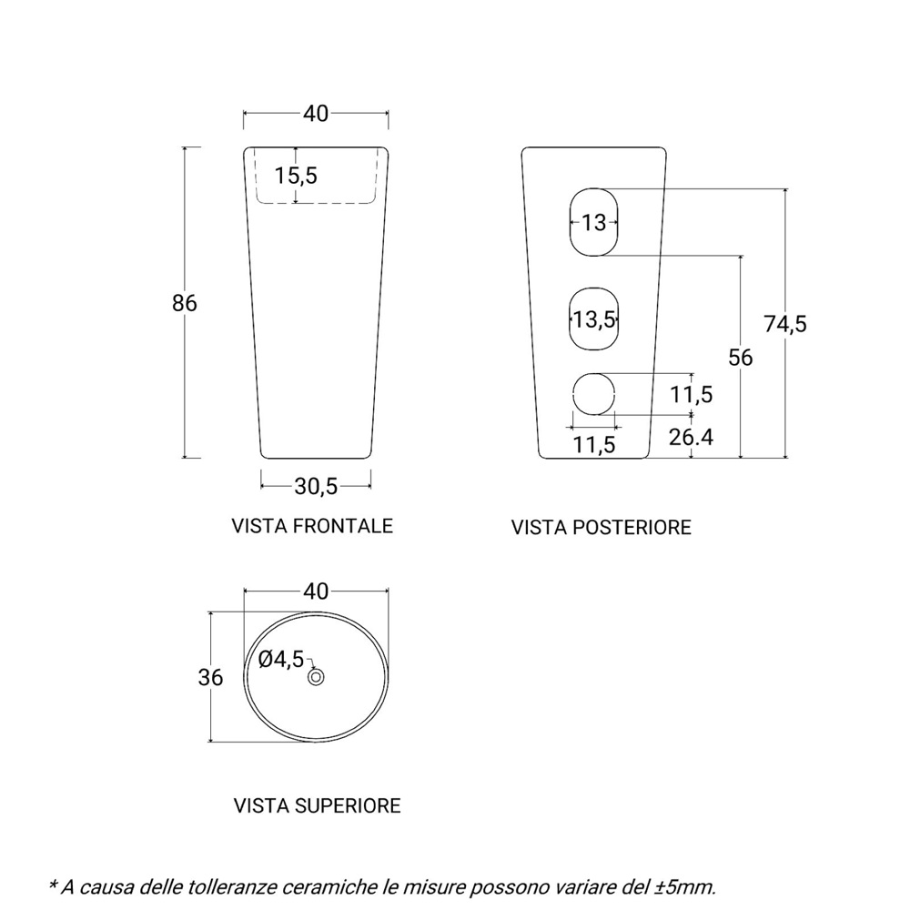 lavabo-freestanding-nero-scheda-tecnica Freestanding freestanding installation sink 40xH85 CM made in 3 colors gloss or matte finish LV59