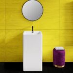 Lavandino quadrato freestanding da 46,5xH87 CM in ceramica bianco lucida LV60