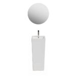 Freestanding 34x32 cm rectangular space-saving glossy white ceramic washbasin LV79