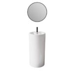 Lavandino freestanding 46xH83 cm dalla forma arrotondata bianco lucido con foro troppopieno e per rubinetto LV75