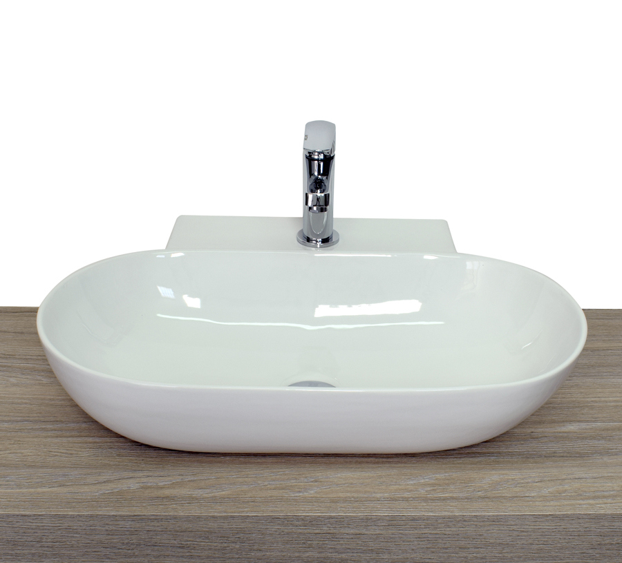 Oval square oval teardrop countertop sink in white ceramic model LV03