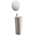 Lavandino 38xH85 cm dalla forma circolare bianco lucido installazione freestanding monoforo LV77