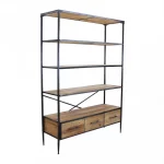 Arredo libreria 128x44 cm realizzata in metallo con ripiani e cassetti in legno CMP073