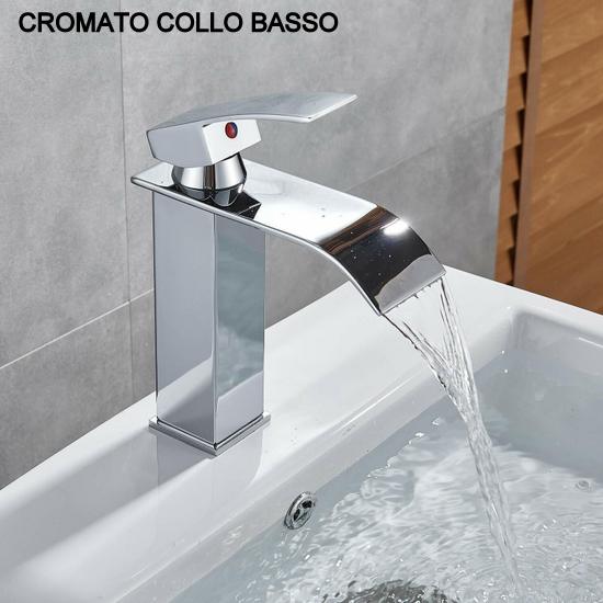 Rubinetto per lavabo a cascata in 5 colori a collo alto o a collo basso  RB167