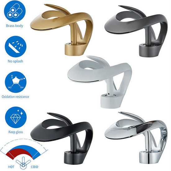 Rubinetto a collo basso per lavabo design moderno arrotondato in 5 colori RB159