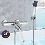 Rubinetto termostatico a muro per vasca realizzato in ottone con finitura cromata con doccetta RB175