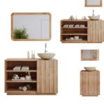 Arredo bagno Giotto in diverse misure, color legno naturale per lavandini d'appoggio con anta