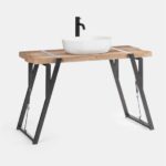 Arredo bagno porta lavabo AMALFI in due misure stile industrial telaio in metallo e top in legno da 5 cm