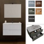 Arredo bagno modello "Lola3" da 80 o 100 cm 2 cassetti in diverse finiture lavandino e specchiera