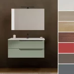 Arredo bagno modello "Lola3" da 80 o 100 cm 2 cassetti in diverse finiture lavandino in resina e specchiera