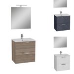 Arredo bagno moderno 60x40 cm modello Rodeo salvaspazio sospeso in 3 colori lavabo in ceramica e specchio compreso