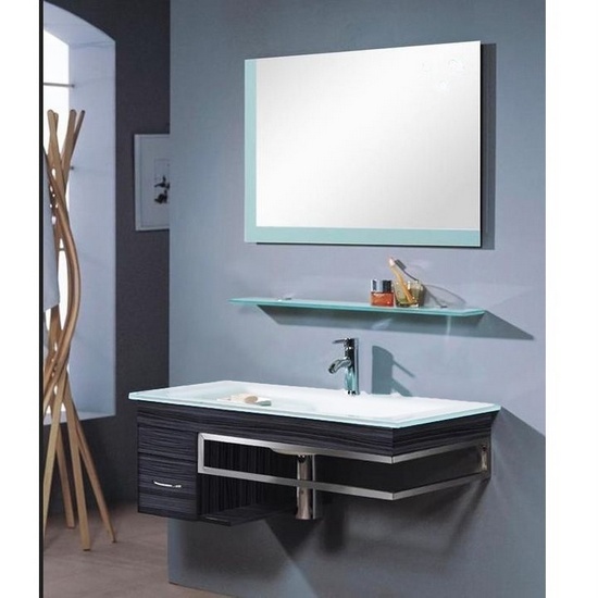 Arredo bagno mobile Smile con lavabo, mensola e specchio