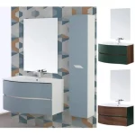 Arredo bagno ad onda modello "Major2" da 90x46 cm bicolor in 2 colori con cassetti lavabo e specchiera