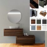Base per lavandini d'appoggio modello Santiago da 90x46 cm con cassettiera mobile disponibile in vari colori specchio compreso e cassettone laterale abbinabile