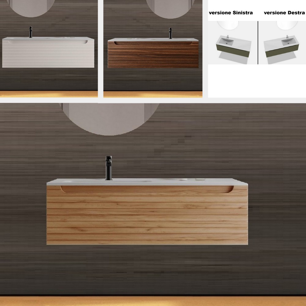 mobile-bagno-sospeso-cassetto-cannettato-dx-sx Bathroom furniture in 5 colors 120 cm cabinet with sink on the right or left model LUCY