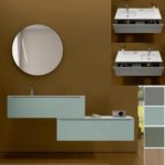 Arredo bagno modello GARDA2 lavandino incluso mobile sospeso da 120 cm in diversi colori e cassettiera laterale abbinabile