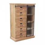Base multiuso moderna da 82x39 cm realizzata in legno con cassetti e vetrina scorrevole CMP072