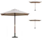 Parasol with ecru canvas and central pole available in 3 sizes circular square or rectangular OMB012