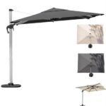 Rectangular 300x400 cm garden umbrella with canopy available in two colors side pole and windproof ropes OMB010