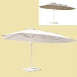 Rectangular white or taupe 450x265 cm swivel garden umbrella OMB09