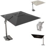3x4 m swivel umbrella with side pole made of gray aluminum available in two colors OMB07