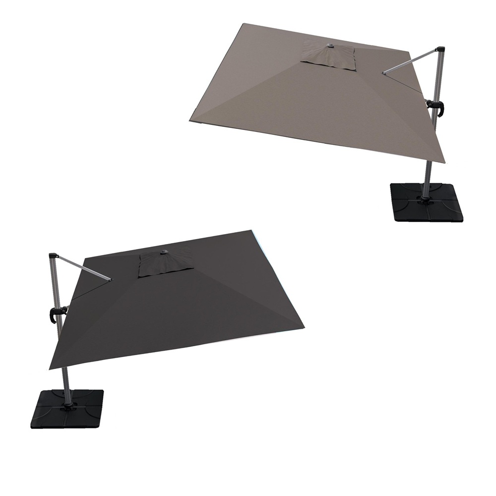 ombrellone-girevole-antracite-tortora Ombrellone 3x4 m girevole con palo laterale in alluminio grigio disponibile in due colorazioni OMB07