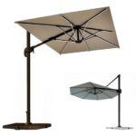 Led umbrella with side pole in 3 sizes and canvas in two colors OMB013