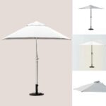 270 cm semi-circular umbrella with canvas in 3 colors and central pole OMB014