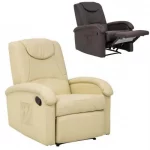 Poltrona relax modello "Marisa" reclinabile da 75x89 cm realizzata  in ecopelle marrone o beige