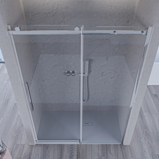 Porta doccia scorrevole per nicchia in diverse dimensioni vetro 8 mm  trasparente con trattamento anticalcare PT44