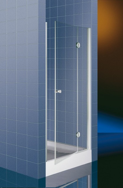 Shower door for niche hinged crystal 6mm clear H195 frame in satin silver or chrome in various sizes model PT25