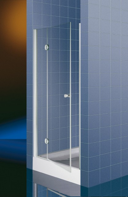 Shower door for niche hinged crystal 6mm clear H195 frame in satin silver or chrome in various sizes model PT25