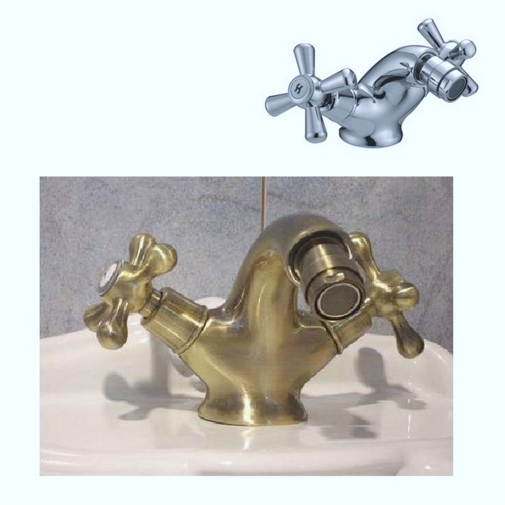 rubinetto-bronzato-cromato-classico-manopole Miscelatore modello in ottone bronzato o cromato Rubinetto per bidet RB018