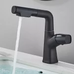Rubinetto nero con finitura opaca per lavabo 2 tipi di getti con doccino estraibile RB176